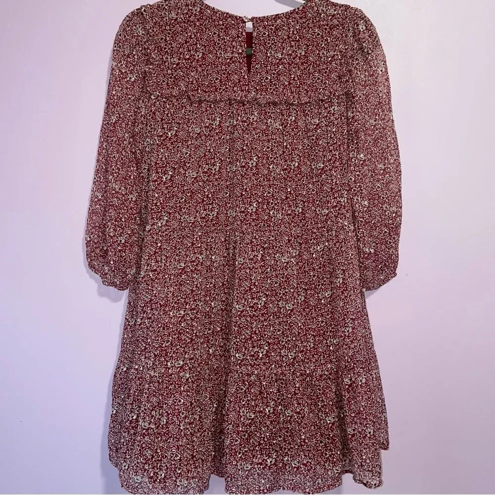 Coconut Prairie Dress Girls Size 11/12 Ruffle Tulle Ditsy Floral Cottagecore